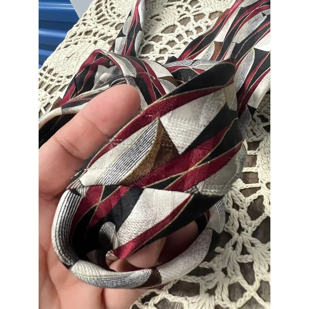 Vintage Pierre Balmain‎ Couture black white red grey tie silk